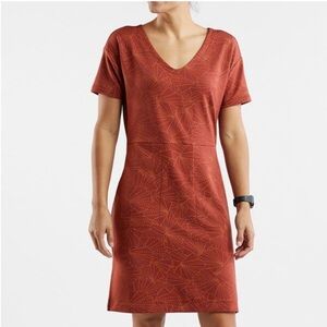 Title Nine Rust Sashiko Deep Pockets V-Neck Dress